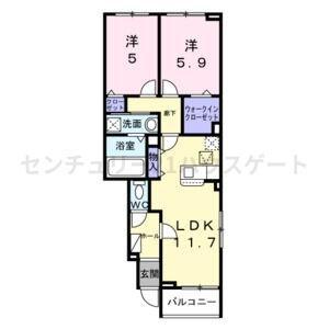 エレガンス メゾン II(2LDK/1階)の間取り写真