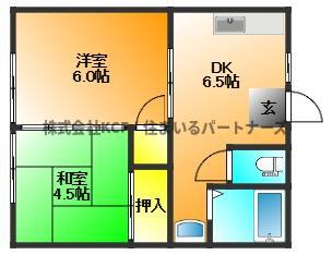 ファミリーハイツ津福(2DK/1階)の間取り写真