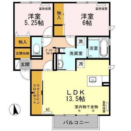 ガーデンAYASHI(2LDK/2階)の間取り写真