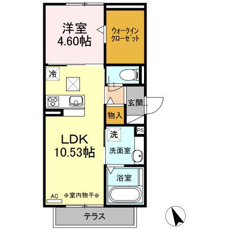 ルピナス(1LDK/1階)の間取り写真
