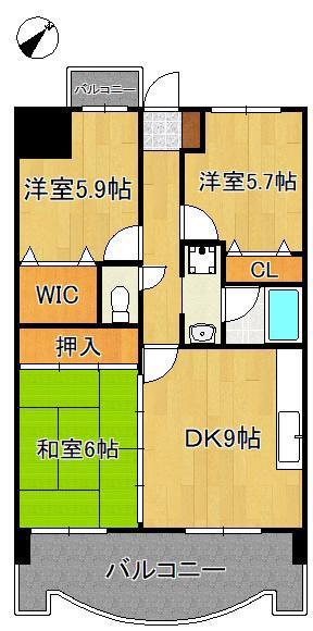 オロマーレ折尾南I(3DK/4階)の間取り写真