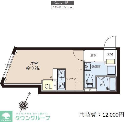 レピュア竹ノ塚レジデンス(ワンルーム/4階)の間取り写真