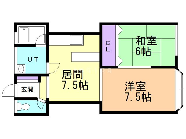 フラット淋城B(2DK/2階)の間取り写真