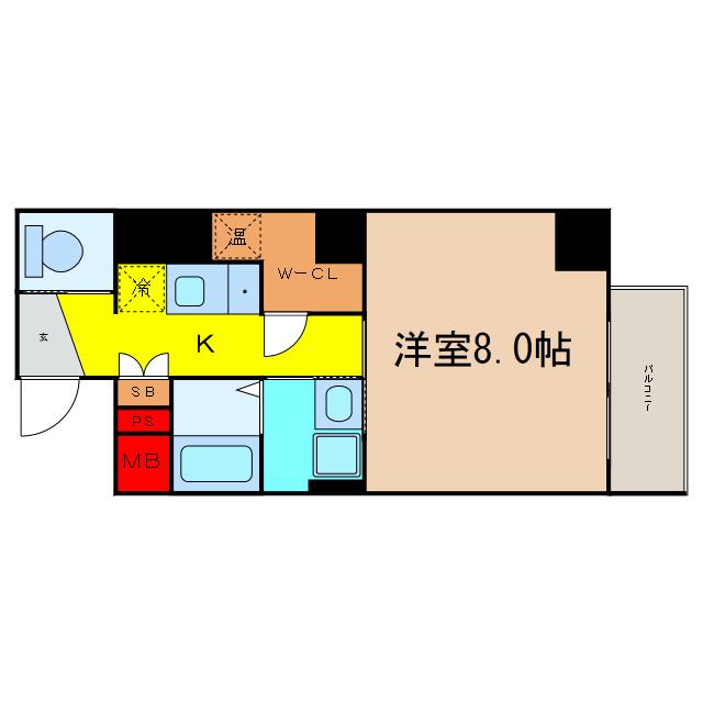 ネット内淡路町(1K/12階)の間取り写真