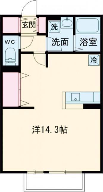 サニーハイツミキ A棟(ワンルーム/2階)の間取り写真