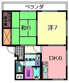 パークサイド松本(2DK/1階)の間取り写真