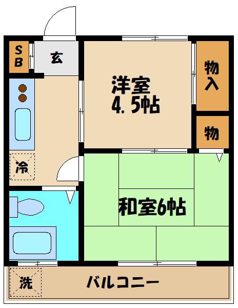 鈴鹿コーポ(2K/1階)の間取り写真