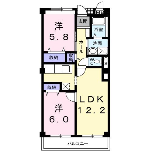 エントピア・ドミール(2LDK/2階)の間取り写真