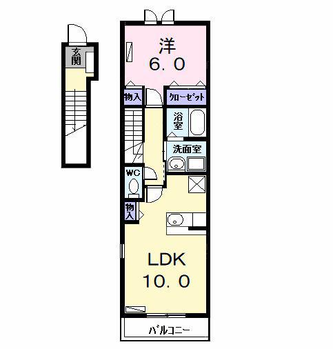 ルミエール(1LDK/2階)の間取り写真