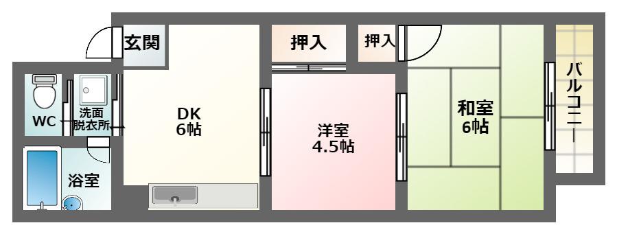 プレアール山坂(2K/4階)の間取り写真