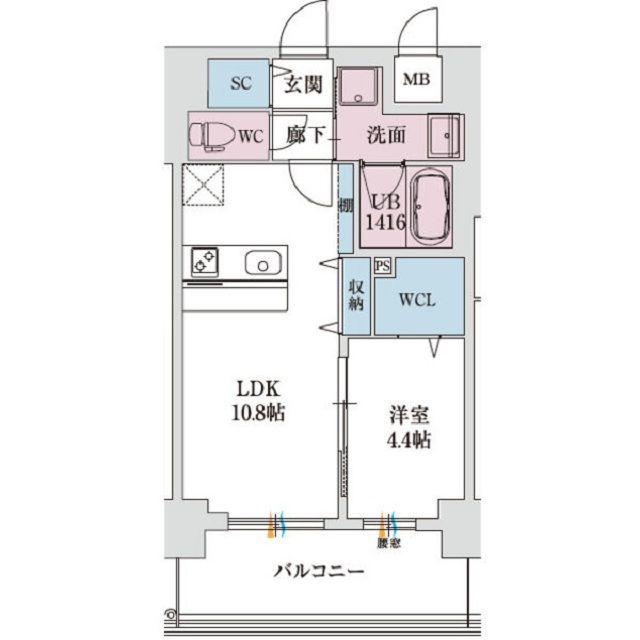 スプランディッド新大阪VIII(1LDK/5階)の間取り写真