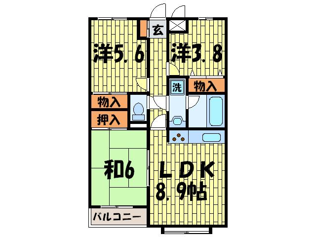 グレイスコート多摩川(3LDK/3階)の間取り写真
