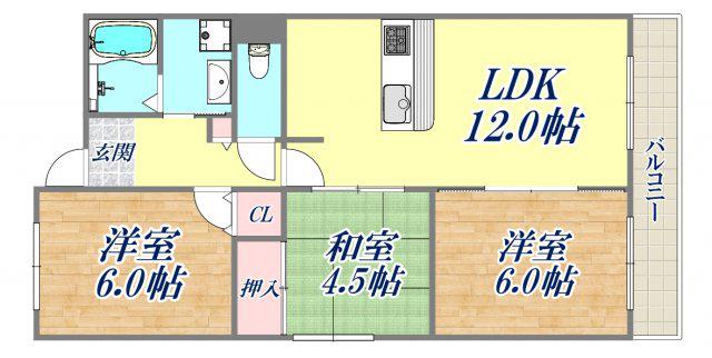 アミューズメント壱番館(3LDK/5階)の間取り写真