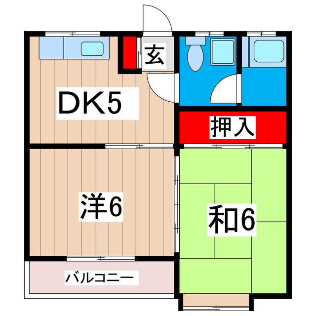 小川ハイツ(2DK/2階)の間取り写真
