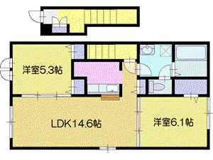 ドリーム江別I(2LDK/2階)の間取り写真