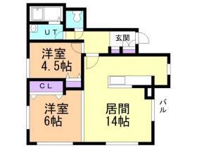 アトリア札幌ステーション(2LDK/4階)の間取り写真