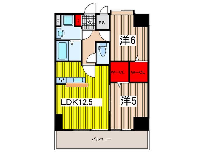 REPOS SAKURAGI(2LDK/12階)の間取り写真