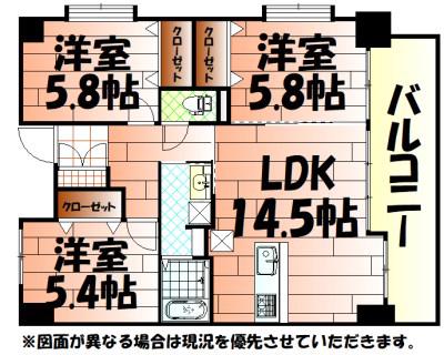 レジナスイート田町(3LDK/9階)の間取り写真