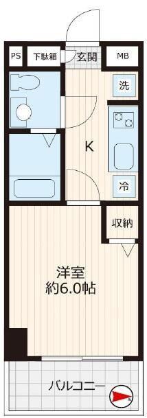 レアレジデンス稲毛(1K/5階)の間取り写真