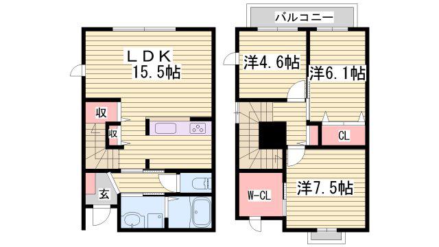 プチウエストIII F棟(3LDK/1階)の間取り写真