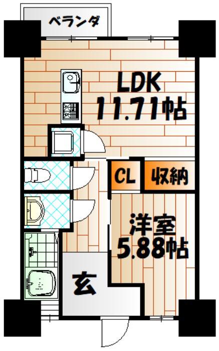 第二尾倉団地(1LDK/3階)の間取り写真
