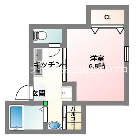 ウーロ桜木(1K/2階)の間取り写真