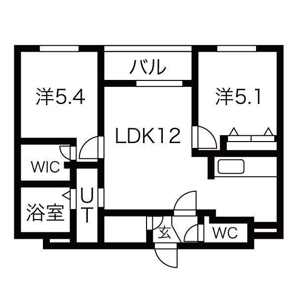 REJOICE東札幌(2LDK/4階)の間取り写真