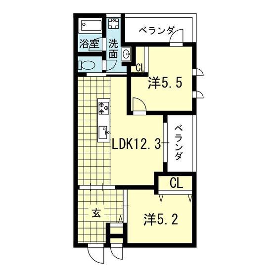 ヴェルデ合志(2LDK/2階)の間取り写真