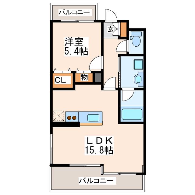 ムライチマンション熊高東(1LDK/2階)の間取り写真