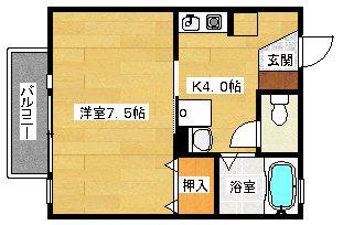 セジュール伴安(1K/1階)の間取り写真