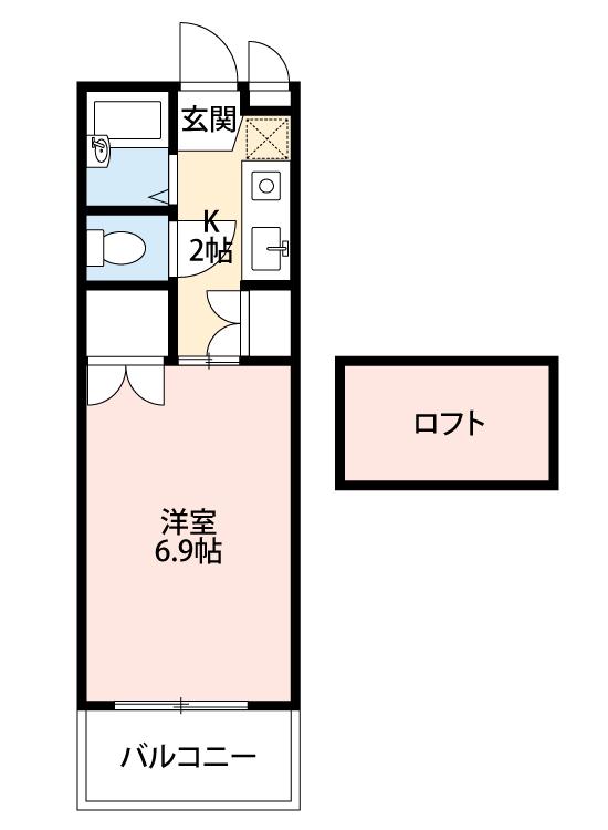 城南 キッド(1K/2階)の間取り写真