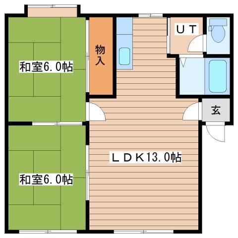 アーバンライラックII(2LDK/2階)の間取り写真