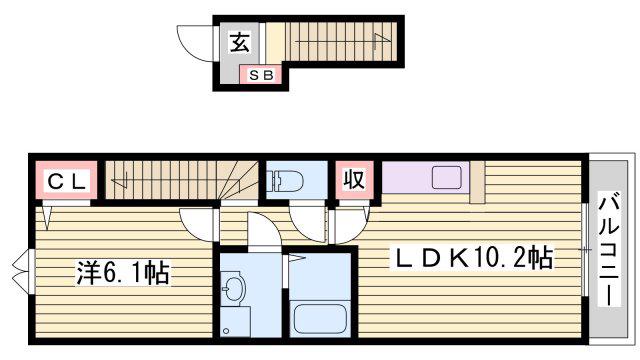 チェリーあい(1LDK/2階)の間取り写真