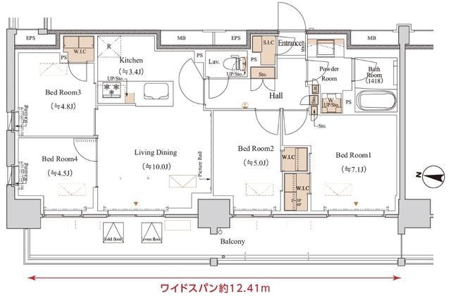ブランシエスタ木場(4LDK/4階)の間取り写真