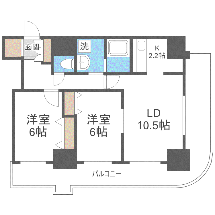 ティアラタワー中島倶楽部(2LDK/7階)の間取り写真