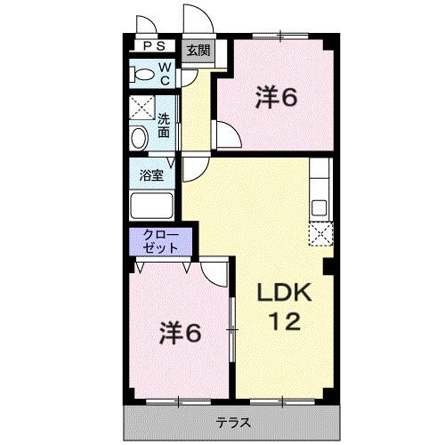プリシェール藤原台(2LDK/1階)の間取り写真