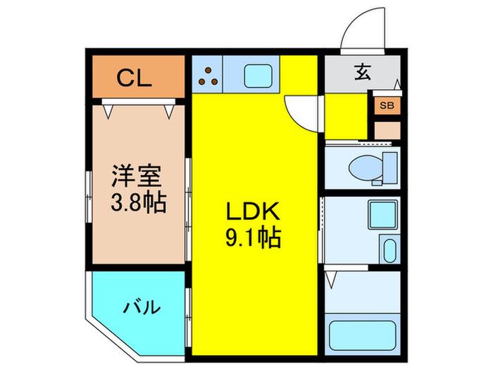 アレグリア香里園(1LDK/1階)の間取り写真