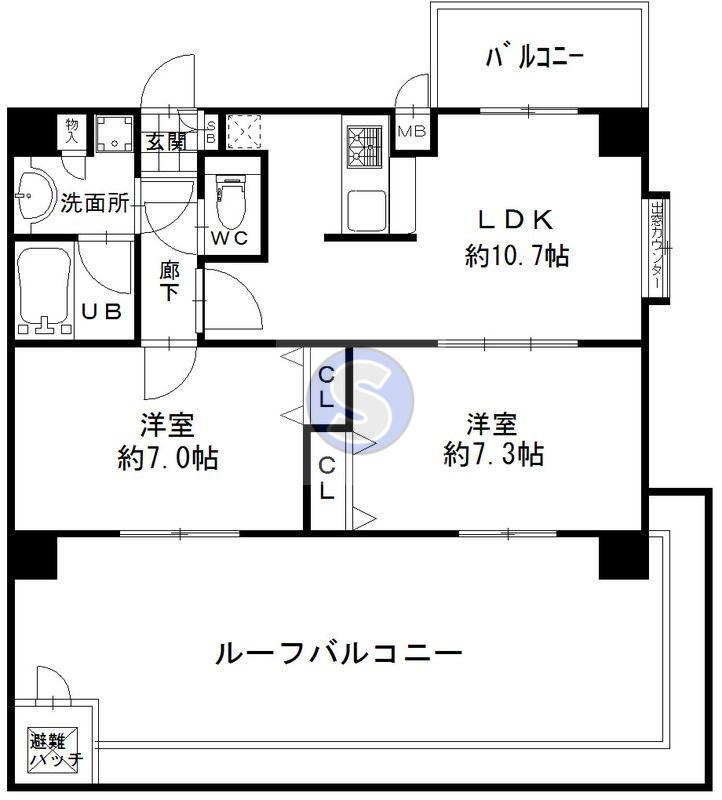 ライジングコート京都西院フロンティアII(2LDK/3階)の間取り写真