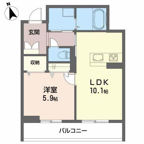 ザフォートレス(1LDK/2階)の間取り写真