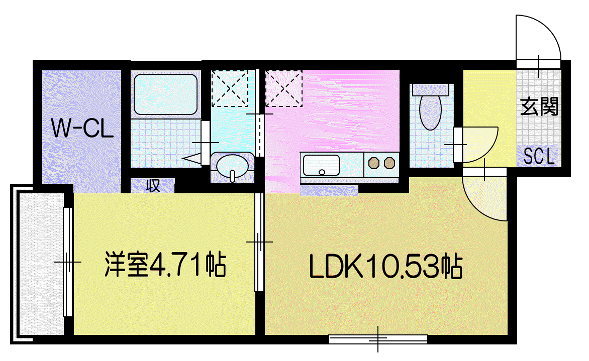 リゾナテラス千歳(1LDK/2階)の間取り写真