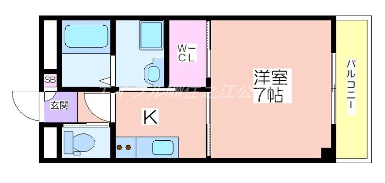 シービヤンネトール(1K/2階)の間取り写真