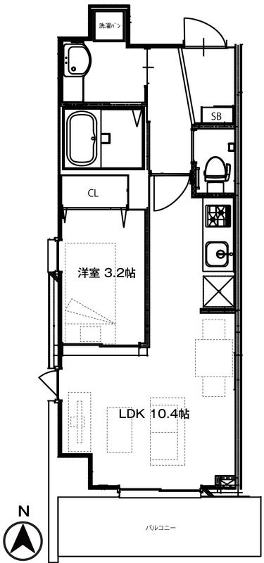 LA PERLA(1LDK/3階)の間取り写真