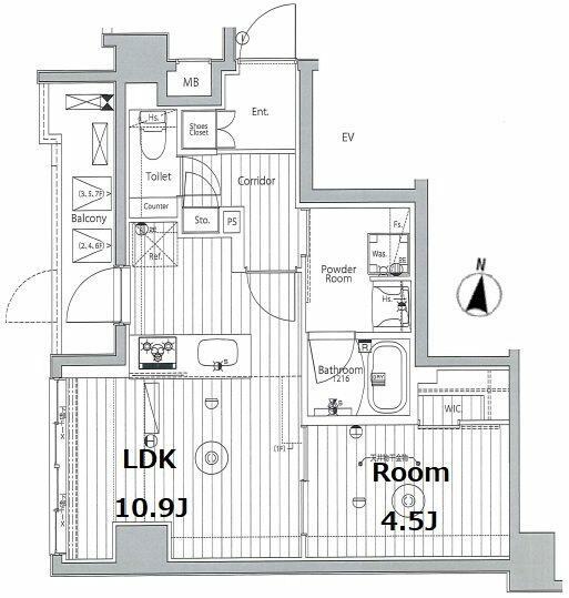 メイクス東向島II(1LDK/7階)の間取り写真