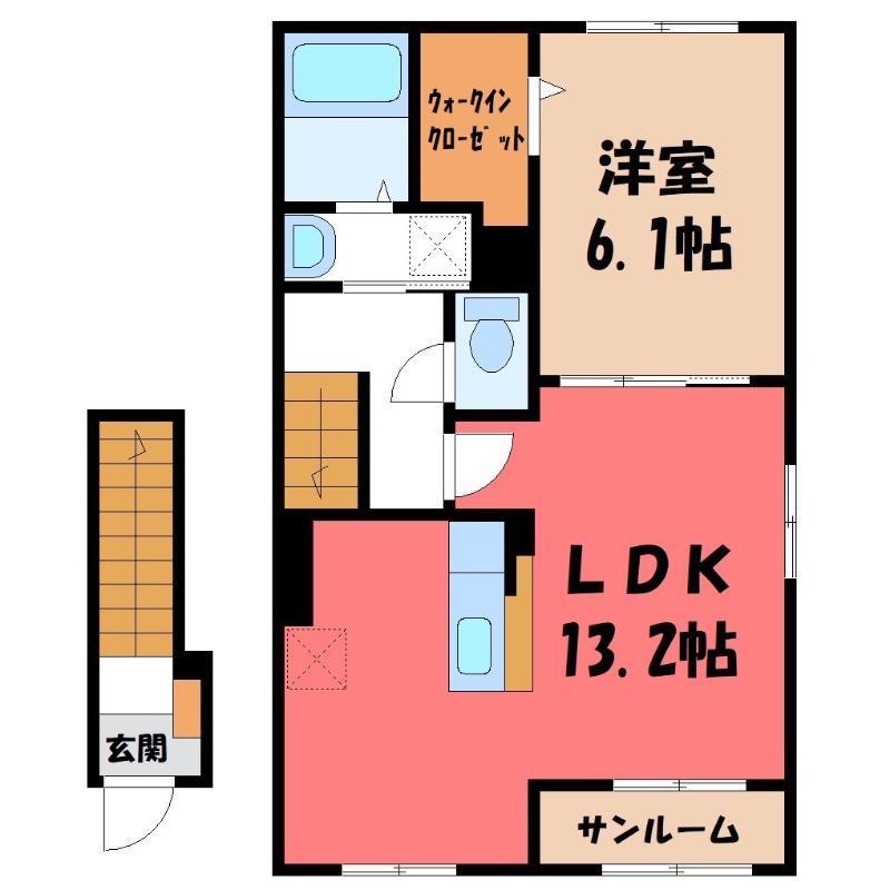 グリーンパーク セレノ(1LDK/2階)の間取り写真