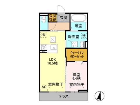 レフィナードA(1LDK/3階)の間取り写真