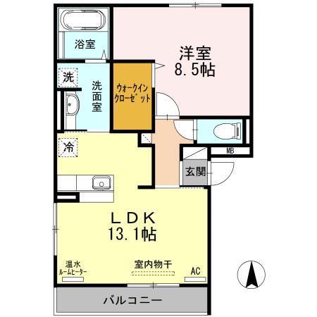 グレイシャスコート A(1LDK/3階)の間取り写真
