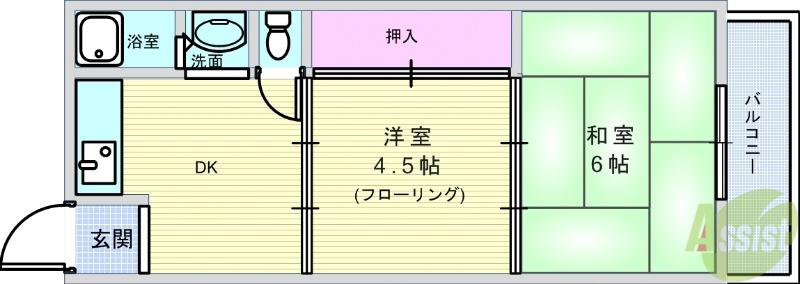 小田マンション(2DK/1階)の間取り写真