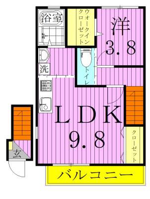 カメリアB(1LDK/2階)の間取り写真