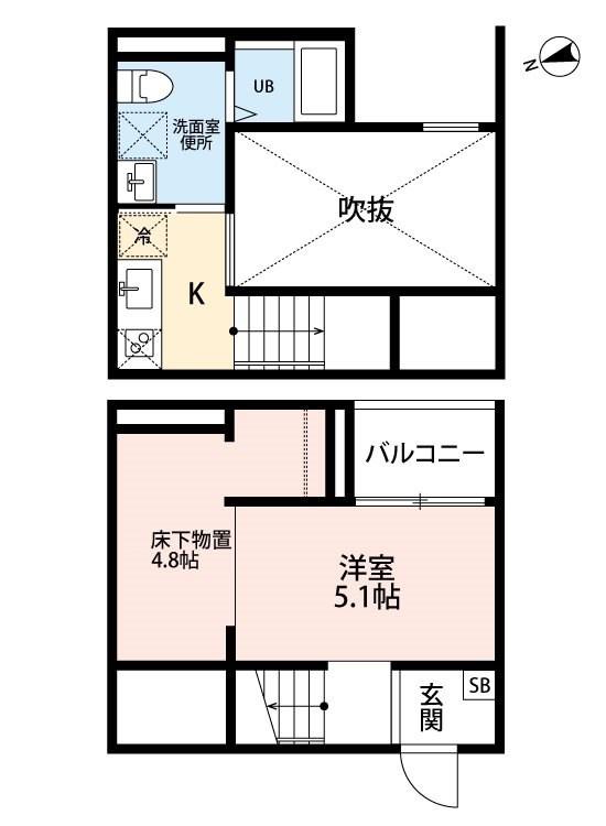 BEATUS(1K/2階)の間取り写真