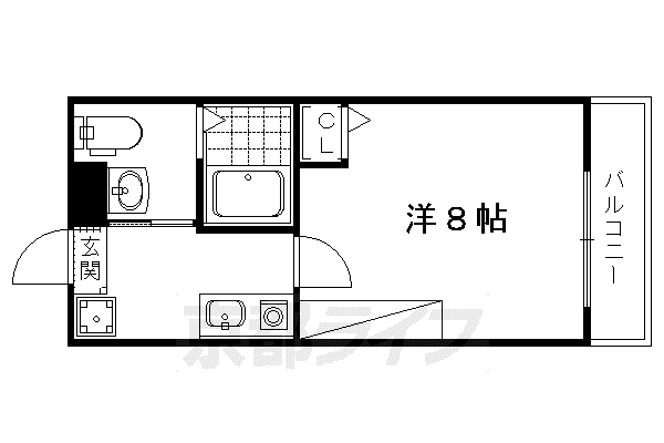 フラッティ丸太町御前(1K/1階)の間取り写真